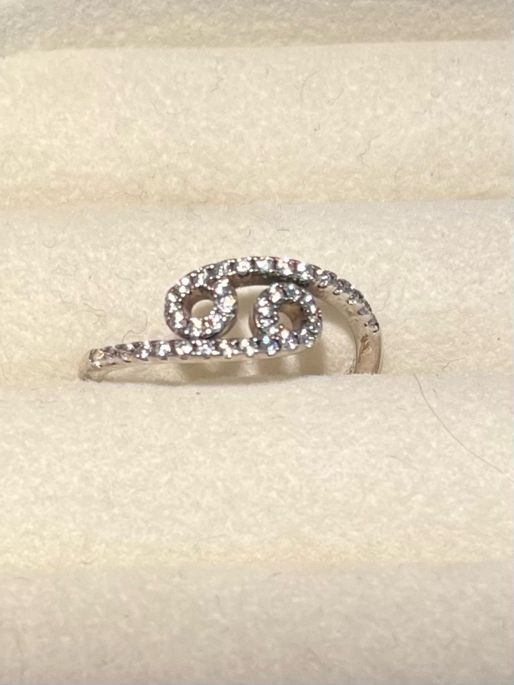 Sterling Silver925 Zodiac Cancer ♋️ Pave Crystal Ring - White